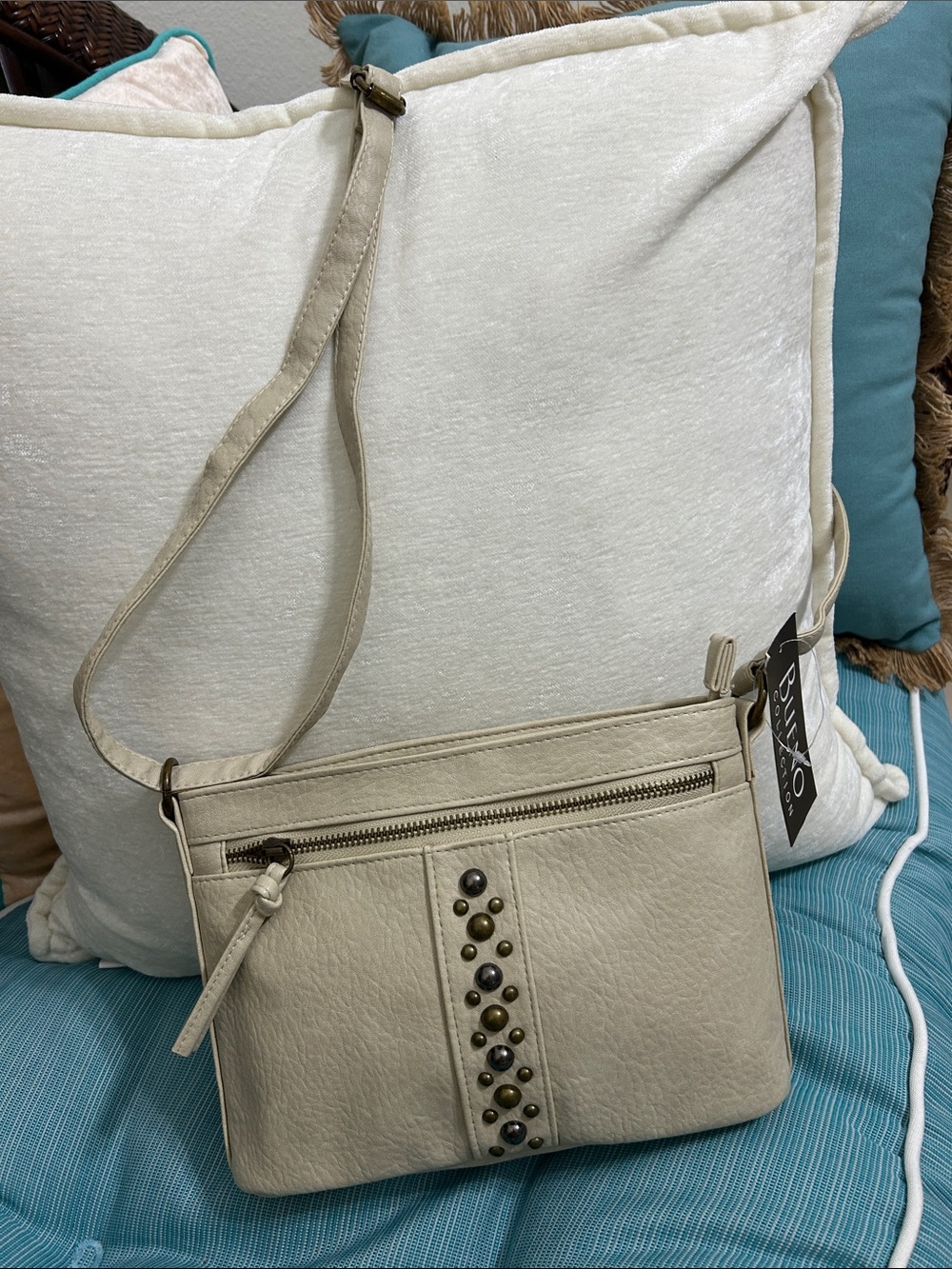 Buxton Beige Studded Crossbody Bag - Versatile Everyday Style